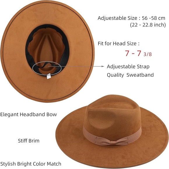 Pro Celia
Big Wide Brim Fedora Hat Women’s Large Felt Panama Rancher Hat No Band - Picture 3 of 8